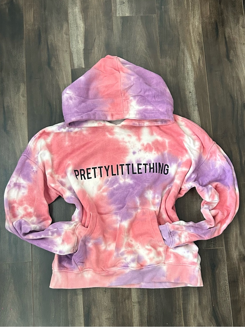 PrettyLittleThing Pink & Purple Tie-Dye Hooded Pullover